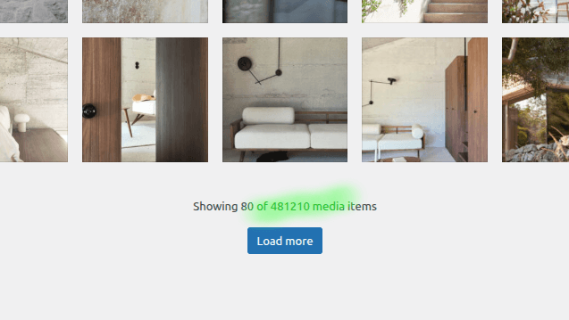 WordPress media library with 481,210 items — S3 bucket linked to client site.